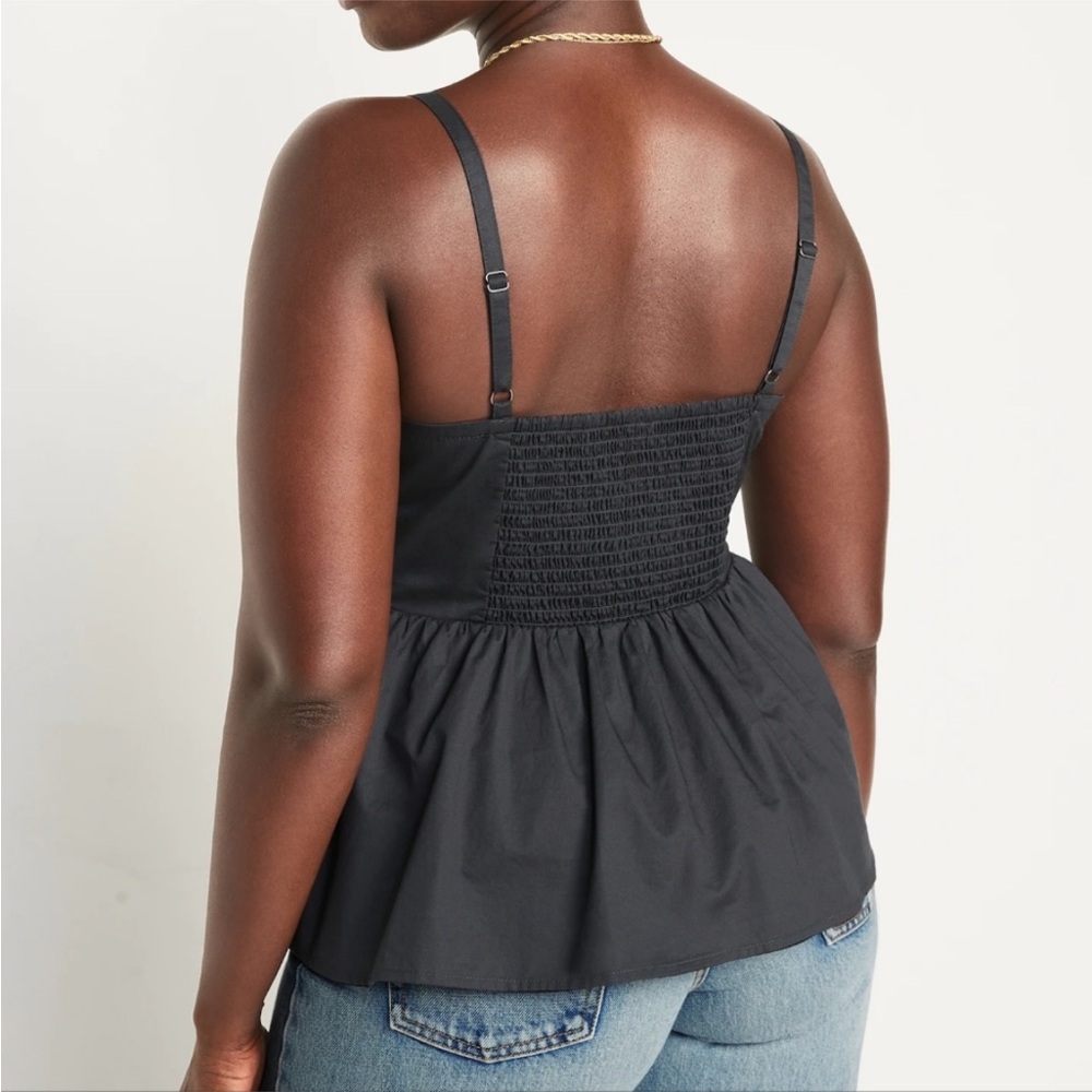 Old Navy Women's Smocked Babydoll Cami Swing Top Size M Gray Charcoal Cotton - Picture 5 of 13